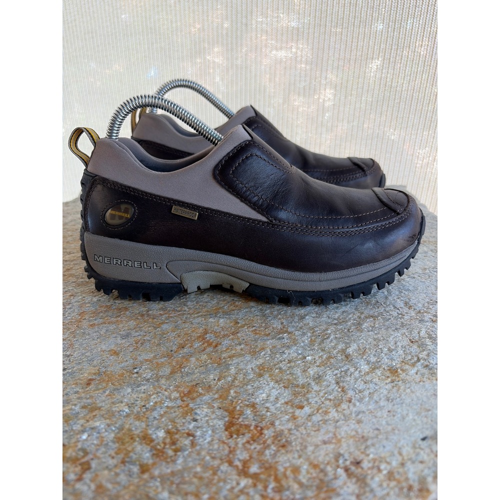 Merrell Polar Moc Waterproof Brown Leather Thinsulate Slip On Shoes Womens 8